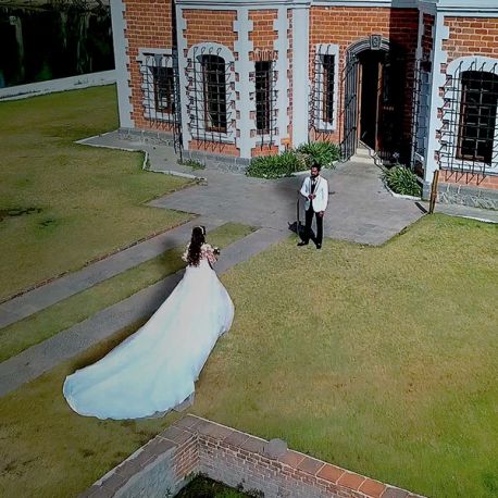 fotografía aérea con drone  para boda